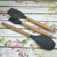 Gambar silicone cooking utensil spatula set 3pcs with wooden handle - mint dari etc shopline undefined 1 Tokopedia