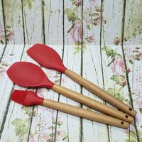 Gambar silicone cooking utensil spatula set 3pcs with wooden handle - mint dari etc shopline undefined 5 Tokopedia