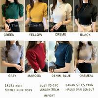 Gambar Blouse 1843 Knit nicole top1843# warna Maroon Hitam Biru Puffy Puff Shoulder Pundak Balon dari Gabriella Tokopedia undefined 1 Tokopedia