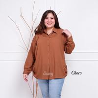 Gambar Kemeja Wanita Rayon Basic Choco Coklat Susu Milo Jumbo Ld118cm 3L dari Supplier Murahh undefined 1 Tokopedia
