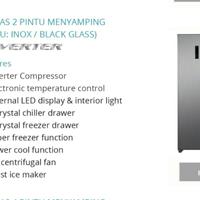Gambar KULKAS 2 PINTU MENYAMPING GEA SIDE BY SIDE INVENTER WARNA INOX dari ONLINE-STORED undefined 2 Tokopedia