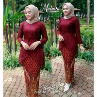 Gambar Setelan Kebaya Modern Bahan Brukat Full Puring Warna Maroon/Coklat Susu - M dari TIHONGSTORE undefined 5 Tokopedia