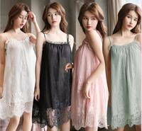 Gambar Lingerie Bahan Lace / Baju Tidur Tanpa Lengan / Baju Tidur Wanita - Hitam dari MEX.collection undefined 1 Tokopedia