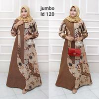 Gambar Baju dress gamis kombinasi samping busui jumbo ld 120 akar coklatan - ld 110 dari tabasama undefined 1 Tokopedia