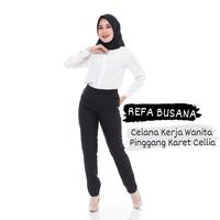 Gambar Celana Kerja Wanita Pinggang Karet Cellia Size S M L XL XXL - Abu Tua, L dari Refa Busana.id undefined 1 Tokopedia
