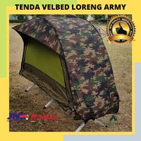 Gambar Tenda Kemah Velbed Coklat Loreng Full Set plus Busa Tebal 3 cm - Taslan Milky/Taslan Bening - Camping, Hujan - BIRU LORENG, tent + matras dari TENDA GLAMPING BELANTARA undefined 2 Tokopedia