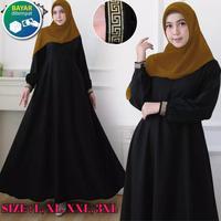 Gambar Gamis Hitam syari Gamis terbaru 2021 gamis hitam polos - Putih, XL dari kahfy_store undefined 4 Tokopedia