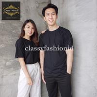 Gambar TSHIRT KAOS OBLONG SLIMFIT HITAM POLOS KATUN PRIA WANITA LENGAN PENDEK - M dari classyfashionid undefined 2 Tokopedia