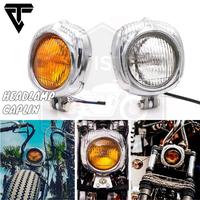 Gambar Headlamp Lampu Depan Caplin Motor Custom Universal Chopper Bobber - Chrome Kuning dari TWISTIC CUSTOM undefined 4 Tokopedia