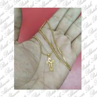 Gambar ABP - Kalung kotak gold liontin salib kecil gold motif tulisan Jesus dari aksesorismorotay undefined 4 Tokopedia