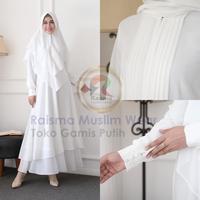 Gambar Gamis Putih Syari Set Khimar Warna Putih / Hitam / Bw / Gamis Umroh - Putih, XXL dari Raisma Muslim Wear undefined 1 Tokopedia