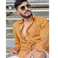 Gambar REMEDY Kemeja Linen Pria Lengan Panjang Casual Basic Warna Coklat Muda - Bronze Linen Shirt - S dari Remedy Resort Wear undefined 2 Tokopedia