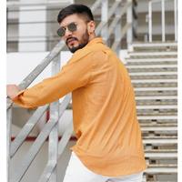 Gambar REMEDY Kemeja Linen Pria Lengan Panjang Casual Basic Warna Coklat Muda - Bronze Linen Shirt - S dari Remedy Resort Wear undefined 3 Tokopedia