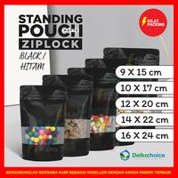 Gambar STANDING POUCH MATTE WINDOW BLACK / PLASTIK KEMASAN SNACK MURAH SATUAN - 14CM X 22CM dari kilat packing undefined 3 Tokopedia