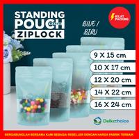 Gambar STANDING POUCH MATTE WINDOW BLUE / PLASTIK KEMASAN SNACK MURAH 10x16 dari kilat packing undefined 3 Tokopedia