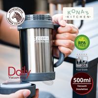 Gambar Zebra Vacuum Mug With Handle Daily 0,5 Lt / Mug Thermos Stainless - Abu-abu dari Kona's Kitchen undefined 3 Tokopedia