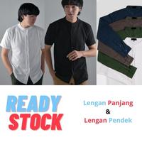 Gambar KEMEJA POLOS PRIA TANPA KERAH PREMIUM KERAH SANGHAI KERAH BULAT - Putih, S dari Customwar undefined 1 Tokopedia