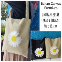 Gambar TAS TOTE BAG KANVAS PREMIUM MOTIF BUNGA DAISY CANTIK SIMPLE PRAKTIS - Cream, TANPARESELETING dari Love-Q undefined 2 Tokopedia