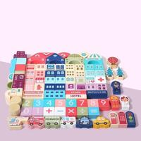 Gambar City Block Building Wooden 120 pcs mainan edukasi balok kayu susun - With Box dari petite.playland undefined 3 Tokopedia