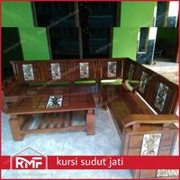 Gambar set kursi sudut minimalis kursi sudut jati murah set kursi tamu jati dari Raja Mebel Furniture undefined 4 Tokopedia