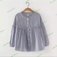 Gambar Atasan Wanita Mella Blouse Line Cotton Korea Style dari nella&#39;Store undefined 1 Tokopedia