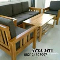 Gambar kursi tamu sofa minimalis kayu jati dari Azza jati furniture undefined 1 Tokopedia
