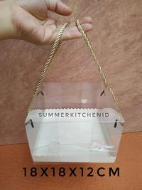 Gambar Kotak kue transparan mika handle tali box hampers premium 18x18x12cm - 1 pak = 5 pcs dari summerkitchenid undefined 1 Tokopedia