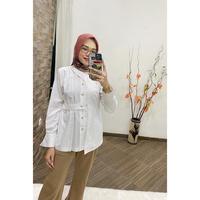 Gambar QB Hivu Shirt/Kemeja Putih Bahan Cotton Toyobo Premium Setelan Kerja Wanita Baju Oversize Unik Fake Blazer Busui friendly - Hivu Top, M dari QuentinOfficial undefined 3 Tokopedia