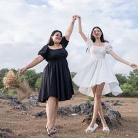 Gambar Dress Wanita Kerut kekinian Bali, Dress wanita polos, Leher V COD (DK0 - Hitam dari Souvenir bali grosir undefined 1 Tokopedia