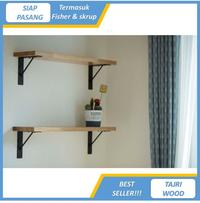 Gambar Rak Dinding 2 Susun Besi - Selving Bracket Tempel Rumah Gudang Garasi - Hitam, Hanya Papan dari Dekor Production undefined 1 Tokopedia