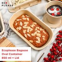 Gambar 850 ml Ecofriendly Food Cake Box Bagasse Tanpa Sekat Oven Safe + Lid - Natural dari Ecoplease Home Compostable undefined 1 Tokopedia