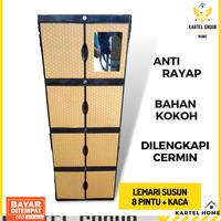 Gambar HOME Lemari Pakaian Plastik 8 Pintu + Kaca Full Kunci Anti Jamur - Merah dari HOME AZCO undefined 3 Tokopedia