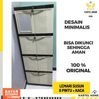 Gambar HOME Lemari Pakaian Plastik 8 Pintu + Kaca Full Kunci Anti Jamur - Merah dari HOME AZCO undefined 4 Tokopedia