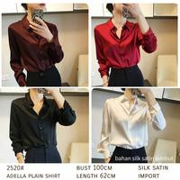 Gambar Silk Satin Import Kemeja Polos Basic Atasan Wanita Baju Kerja Kantor - Hitam dari Dewi Id undefined 2 Tokopedia