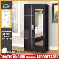 Gambar Lemari 2 Pintu full cermin putih Nevada Lapis PVC - Putih Laci, +Perakitan dari Trio Jaya Furniture undefined 1 Tokopedia