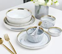 Gambar Grey Marble Dining Set 9 Pcs / Set Piring Mangkok Alat Makan Keramik dari Eraque undefined 2 Tokopedia