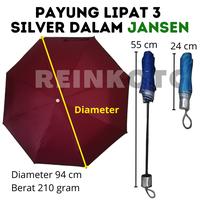 Gambar PAYUNG LIPAT 3 SILVER DALAM JANSEN UMBRELLA MURAH MOTIF POLOS - Pink dari TOKO REINKOTO undefined 3 Tokopedia