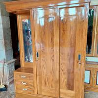 Gambar lemari pakaian minimalis pintu sliding kayu jati dan laci penyimpanan - DP dari Befurnitureid undefined 1 Tokopedia