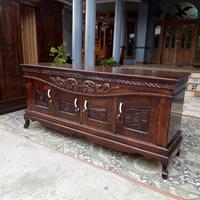 Gambar buffet tv minimalis kayu jati / meja tv kayu jati / stand tv / rak tv dari Befurnitureid undefined 1 Tokopedia