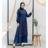 Gambar Dress Baju Gamis Brukat Kondangan Renda Polos AJARHANI Warna Biru Navy - 1Jilbab Bela dari HostyleHome undefined 1 Tokopedia
