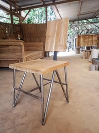 Gambar Kursi Minimalis Kayu Solid Rangka Besi Model Bangku Retro Modern dari geraimebel undefined 4 Tokopedia
