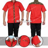 Gambar Enzino Sport Kemeja Seragam Kerja Polos Kombinasi Batik - Biru, S dari H&P collection undefined 1 Tokopedia
