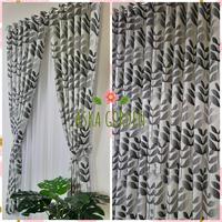 Gambar GORDEN AMANDA MINIMALIS/TIRAI MOTIF DAUN TINGGI 2M 12RING - Abu-abu, L135cm x T2m dari aska gorden undefined 3 Tokopedia