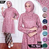 Gambar (FREE HIJAB)Set Kebaya Jumbo - Kebaya Wisuda Modern -Tunik Brukat Tile - Dusty Pink, Stelan M dari Etc Collection undefined 1 Tokopedia