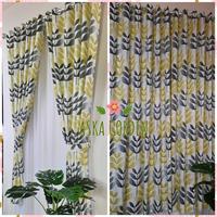 Gambar GORDEN AMANDA MINIMALIS/TIRAI MOTIF DAUN TINGGI 2M 12RING - Abu-abu, L135cm x T2m dari aska gorden undefined 4 Tokopedia