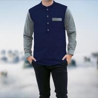 Gambar Baju Koko Pakaian Muslim Pria Lengan Panjang Warna Kombinasi Premium - marun, M dari toko hasanah.co undefined 5 Tokopedia