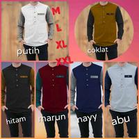 Gambar Baju Koko Pakaian Muslim Pria Lengan Panjang Warna Kombinasi Premium - marun, M dari toko hasanah.co undefined 2 Tokopedia