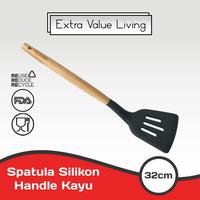 Gambar Cypruz Kitchen Tool Silicone AM0931K Sodet Spatula Lubang Gagang Kayu - Merah Muda dari Home Electro undefined 2 Tokopedia