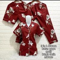 Gambar piyama/baju tidur wanita dewasa 3in1 motif bunga - jepang pink, M dari Riski piyama olshop undefined 4 Tokopedia