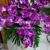 Gambar Rangkaian Bunga Anggrek Artificial 7K + Pot Hiasan Sudut Pojok Rumah dari Angela Flowers undefined 2 Tokopedia